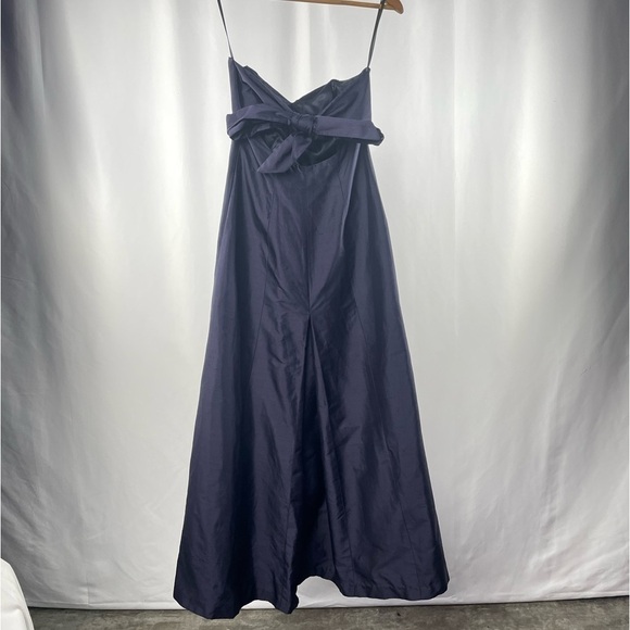 Jenny Yoo Silk Strapless‎ Tie Back Maxi Dress in Blue Size 4 - Picture 2 of 4